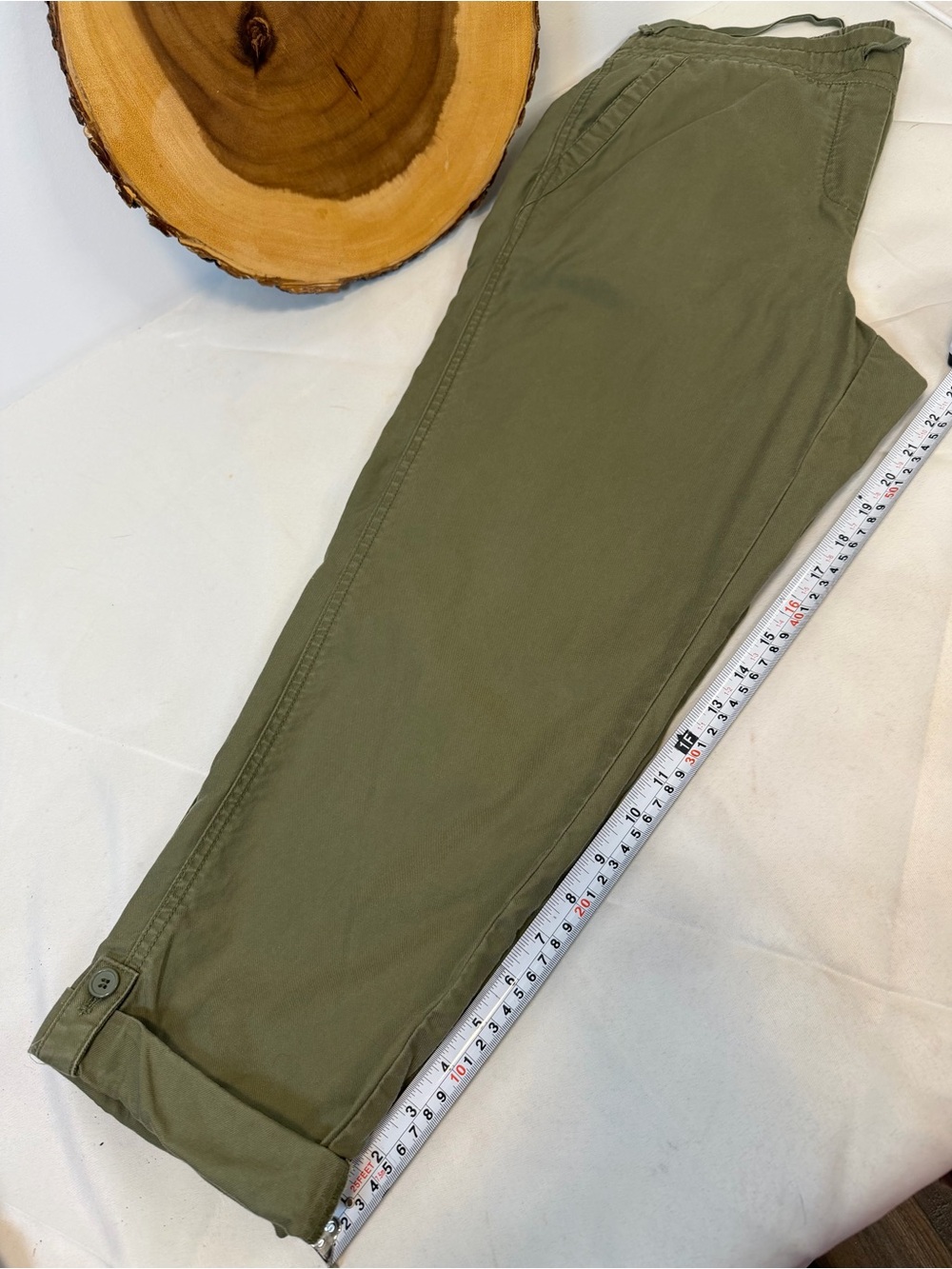 Talbots Olive Drawstring Elastic Waist Casual Cargo Pull On Pants Crop Women’s 8 - Picture 5 of 6